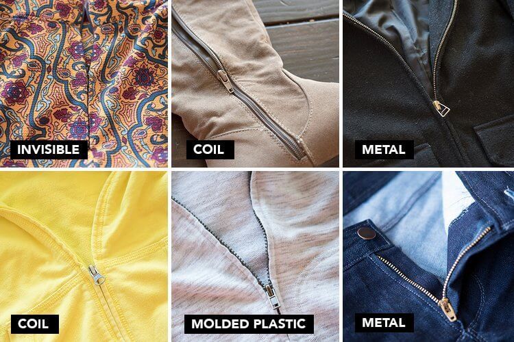 Let's take a look at the different zipper types in use: